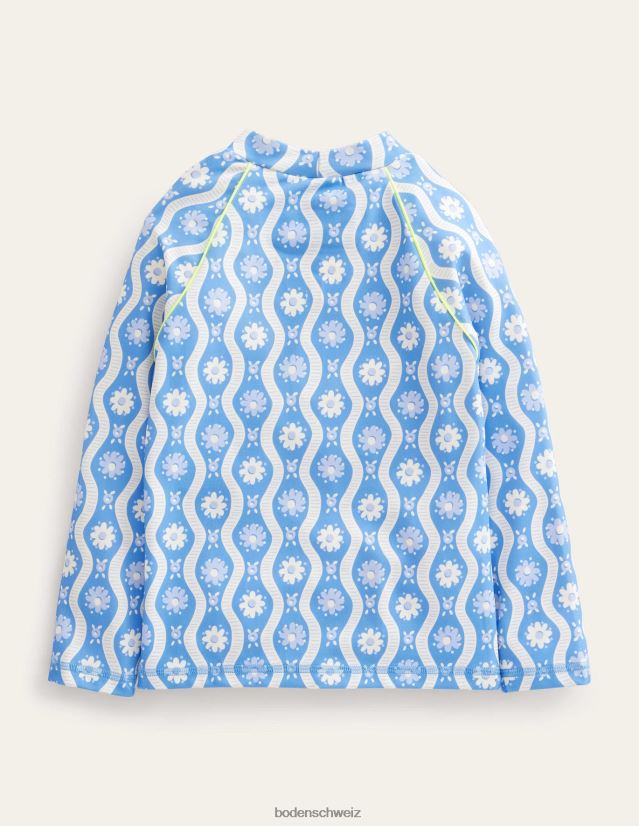 Boden Mädchen gemusterte Rash-Weste VH86PT3251 Kleidung Penzance blaue Gänseblümchenwelle