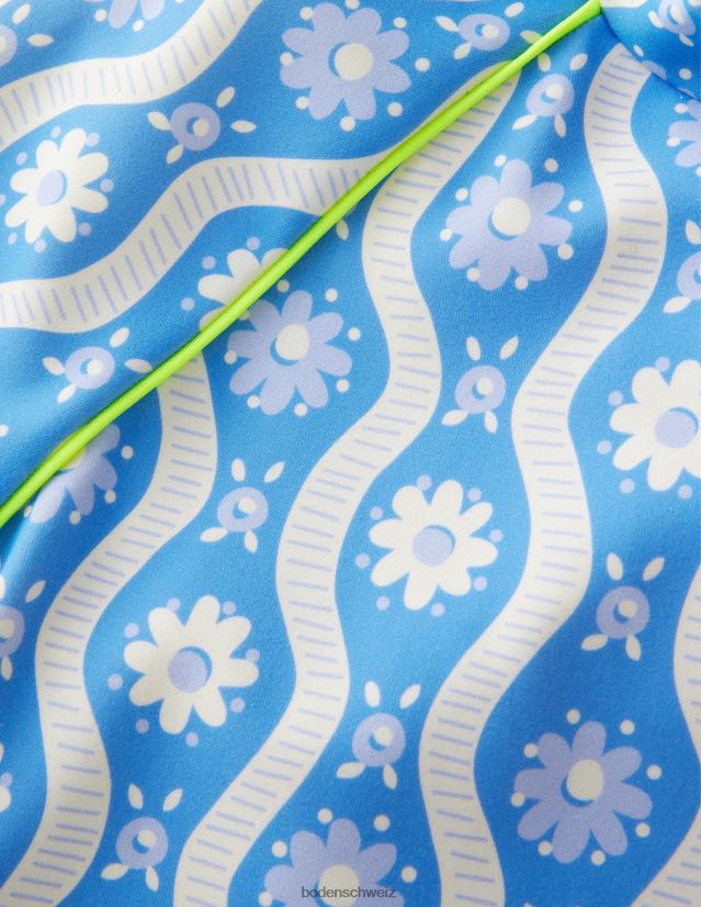 Boden Mädchen gemusterte Rash-Weste VH86PT3251 Kleidung Penzance blaue Gänseblümchenwelle