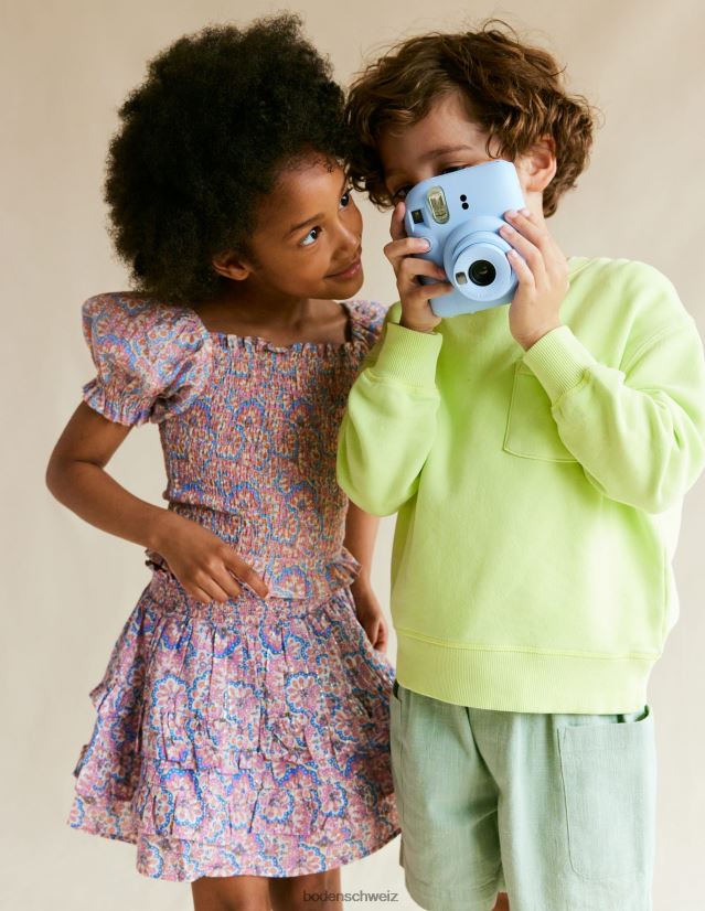 Boden Mädchen Kombi-Bluse mit Raffung VH86PT2884 Kleidung Lupine und Pfirsich-Paisley