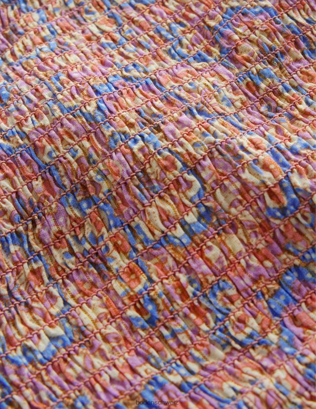 Boden Mädchen Kombi-Bluse mit Raffung VH86PT2884 Kleidung Lupine und Pfirsich-Paisley