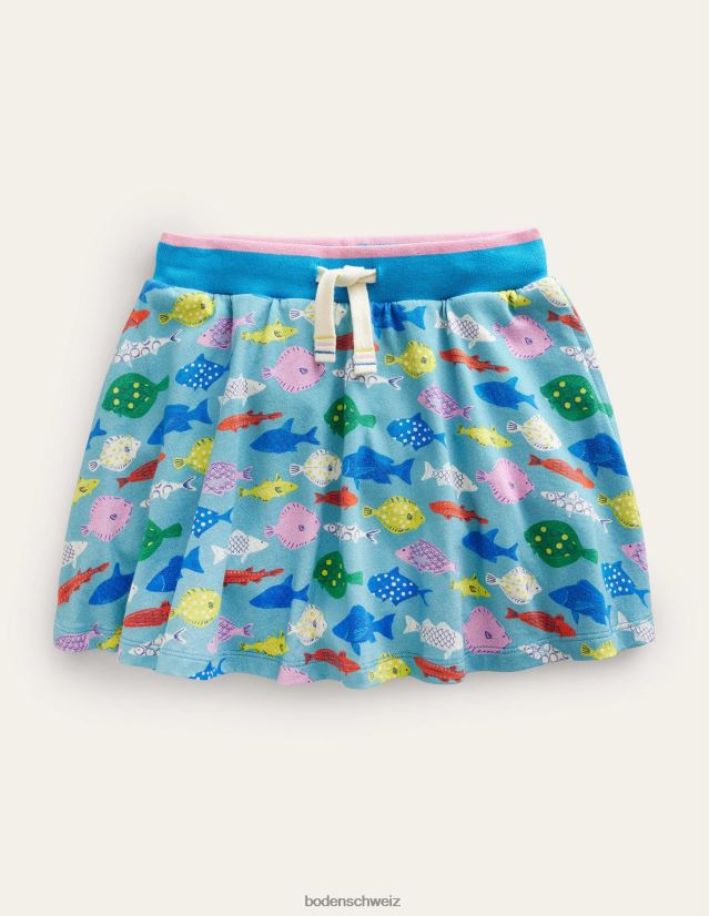 Boden Mädchen Jersey-Skort VH86PT3249 Kleidung Aquameerblauer Fisch