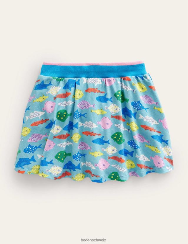 Boden Mädchen Jersey-Skort VH86PT3249 Kleidung Aquameerblauer Fisch