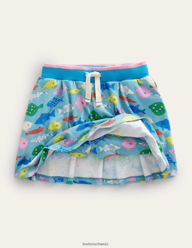Boden Mädchen Jersey-Skort VH86PT3249 Kleidung Aquameerblauer Fisch