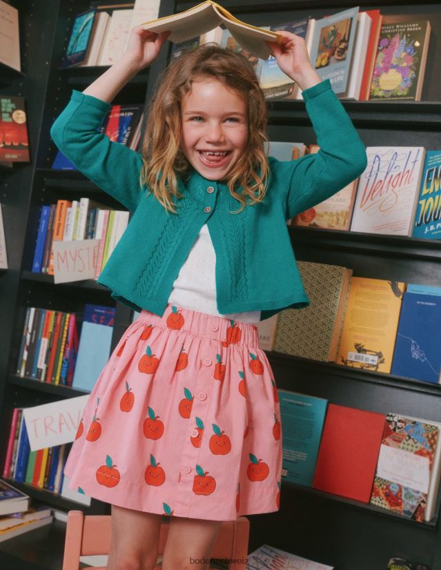 Boden Mädchen Knopf durch den wirbelnden Rock VH86PT789 Kleidung mandelrosa Äpfel