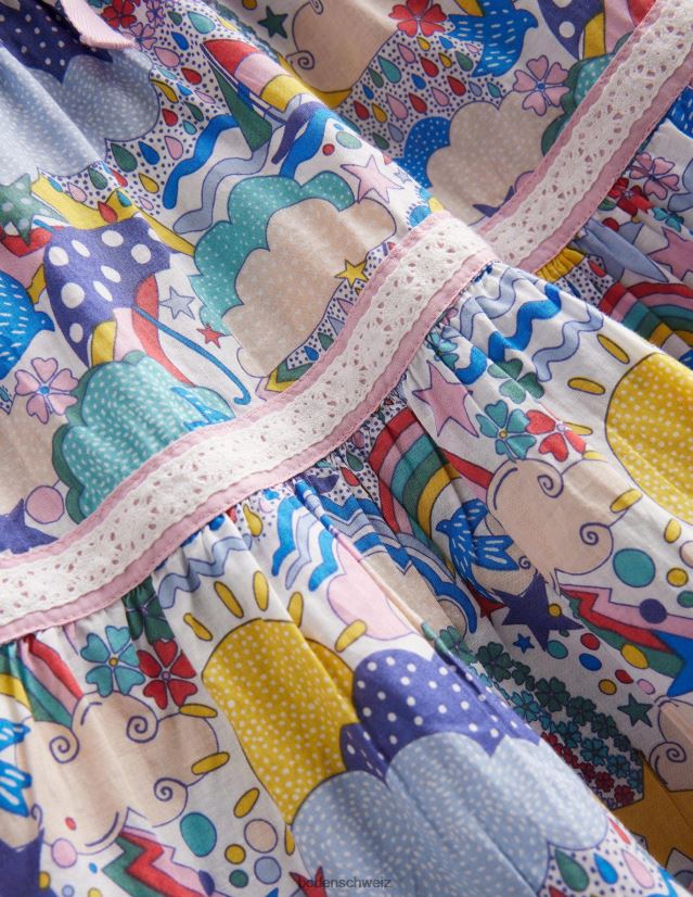 Boden Mädchen Midi-Stufenrock VH86PT2657 Kleidung Elfenbeinfarbenes Multiwetter