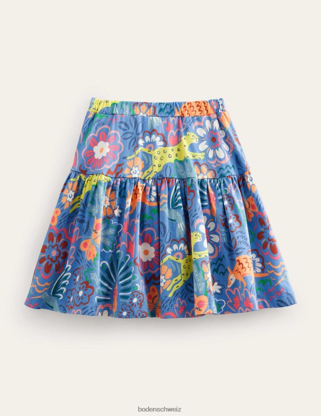 Boden Mädchen Stufenrock aus Jersey VH86PT2768 Kleidung Blaue Leopardensafari