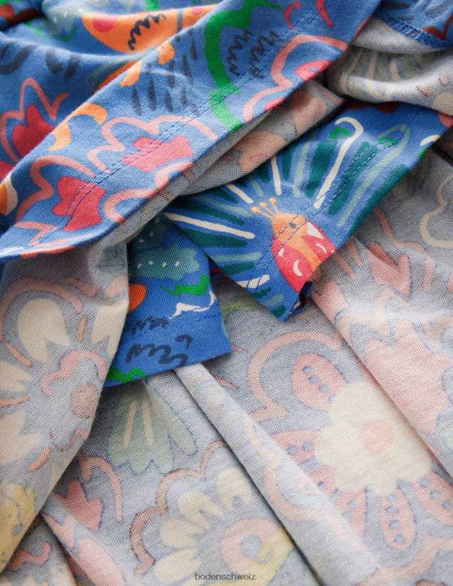 Boden Mädchen Stufenrock aus Jersey VH86PT2768 Kleidung Blaue Leopardensafari