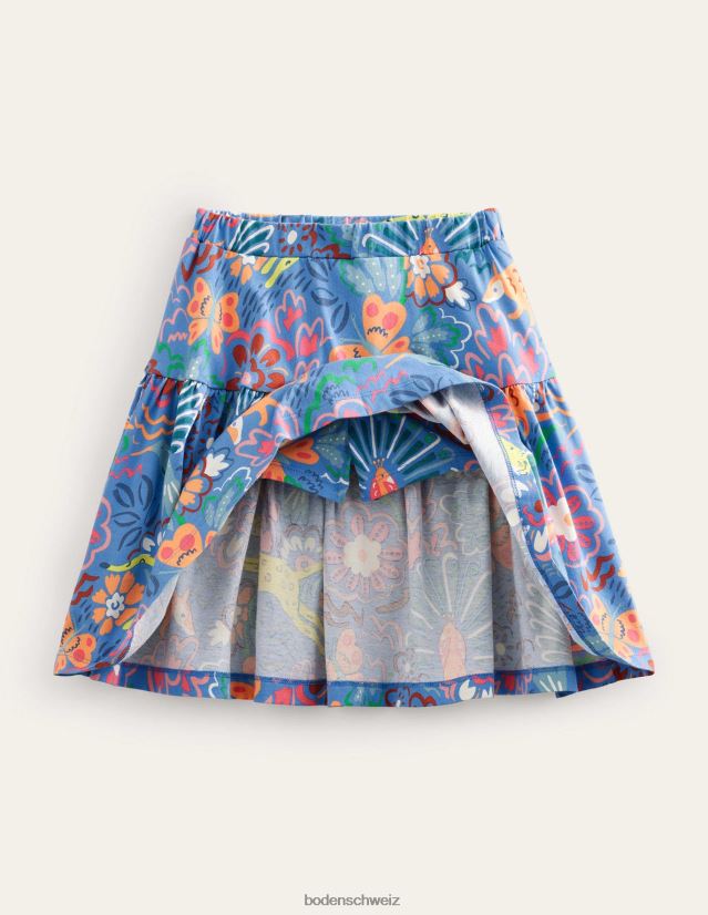 Boden Mädchen Stufenrock aus Jersey VH86PT2768 Kleidung Blaue Leopardensafari