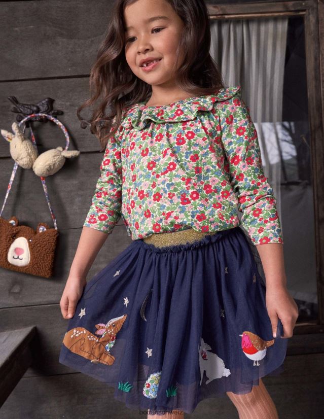 Boden Mädchen Tüllrock mit Applikation VH86PT3156 Kleidung Steuerbordblaue Tiere