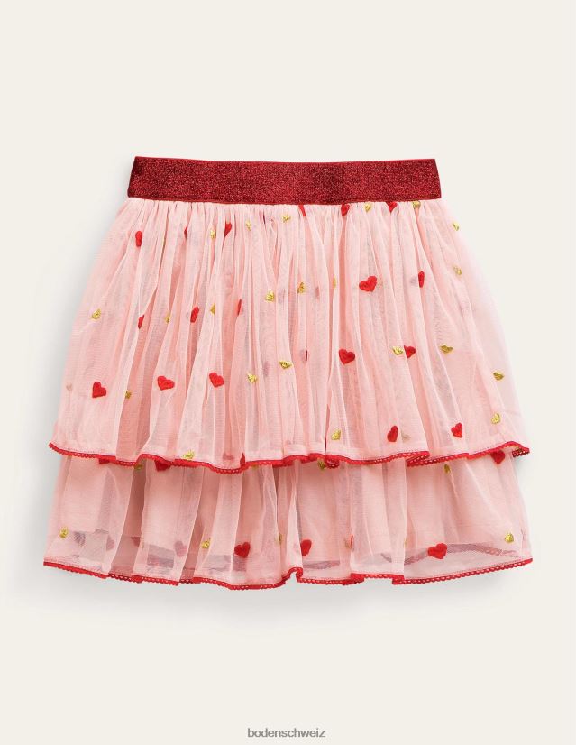 Boden Mädchen bestickter Tüllrock VH86PT3130 Kleidung rosa Herzstickerei