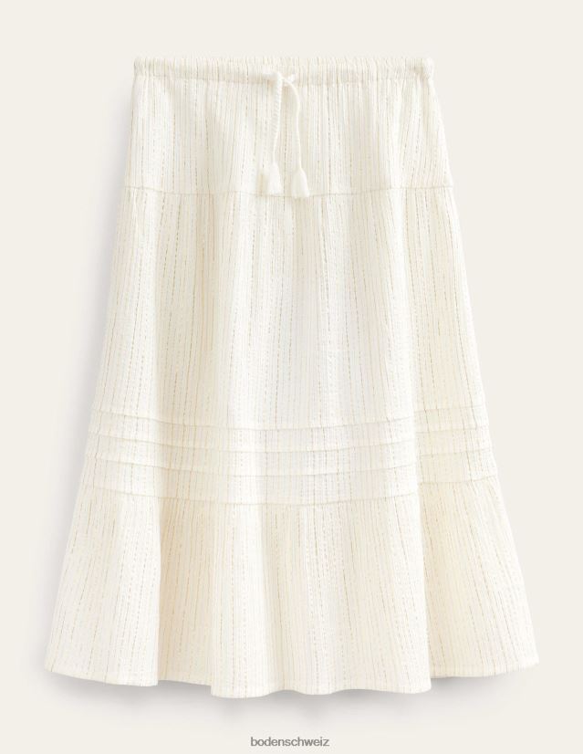Boden Mädchen metallischer Maxirock VH86PT2663 Kleidung Elfenbein
