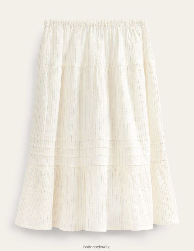 Boden Mädchen metallischer Maxirock VH86PT2663 Kleidung Elfenbein