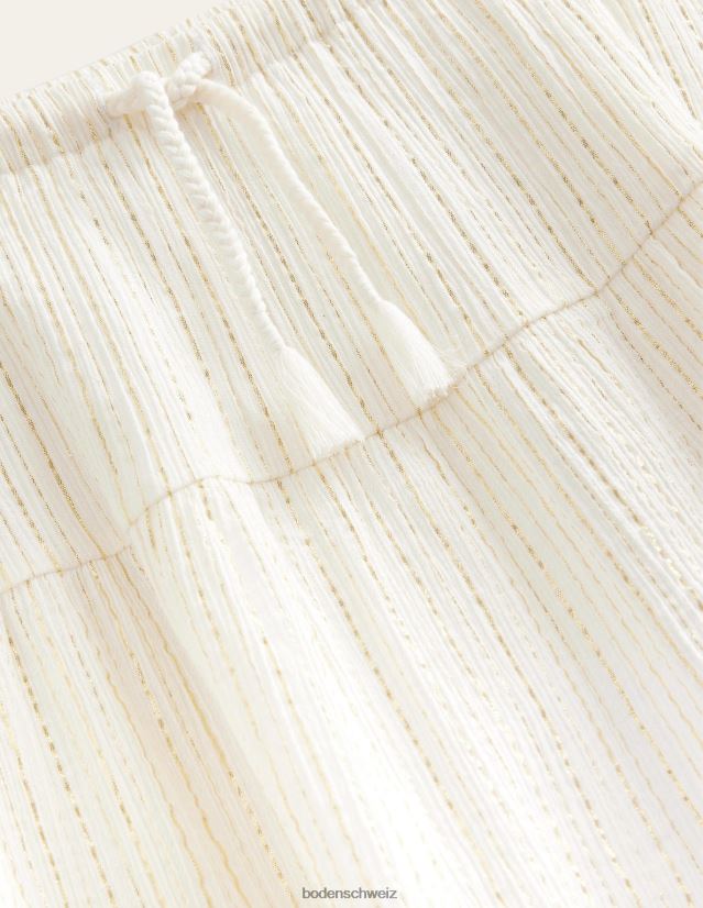 Boden Mädchen metallischer Maxirock VH86PT2663 Kleidung Elfenbein