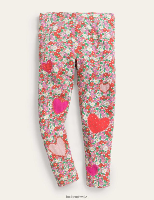 Boden Mädchen Lustige Leggings mit Applikation VH86PT3301 Kleidung Marmelade rote Blumenbeetherzen