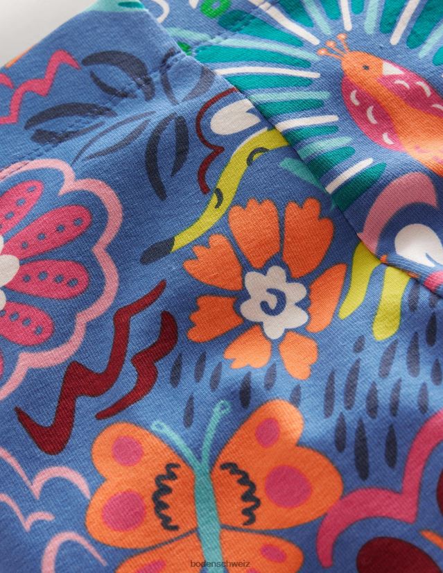 Boden Mädchen Lustige, kurze Leggings VH86PT3224 Kleidung elisabethanisches blaues Blumenmuster