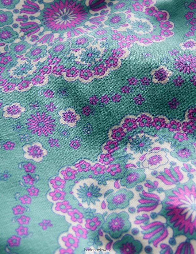 Boden Mädchen Lustige, kurze Leggings VH86PT3273 Kleidung Aqua-Meer-Gänseblümchen