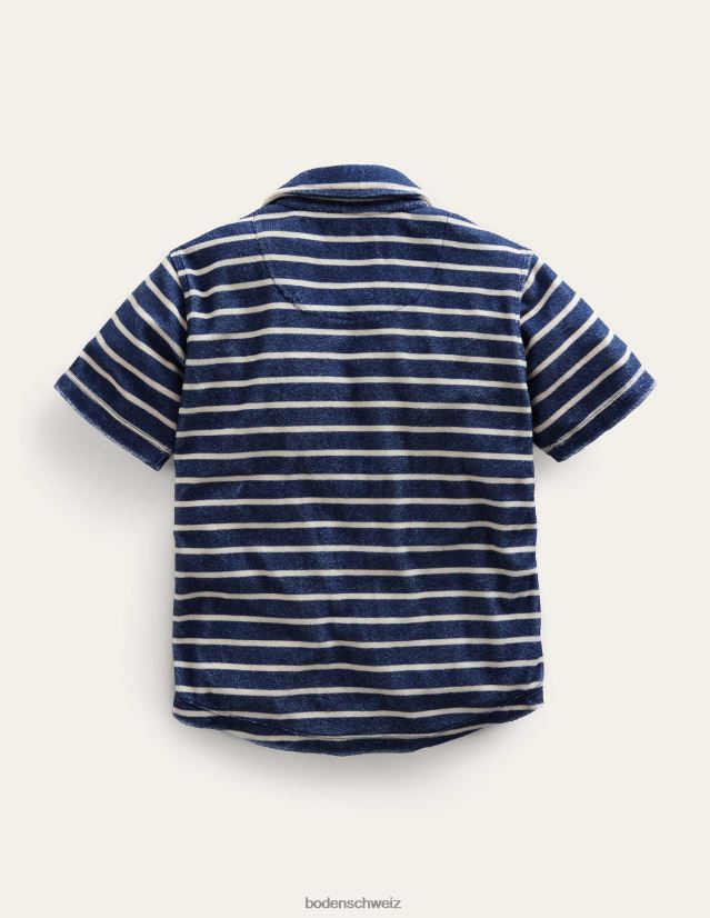 Boden Mädchen Frotteehemd VH86PT3051 Kleidung College Navy/Vanilleschote