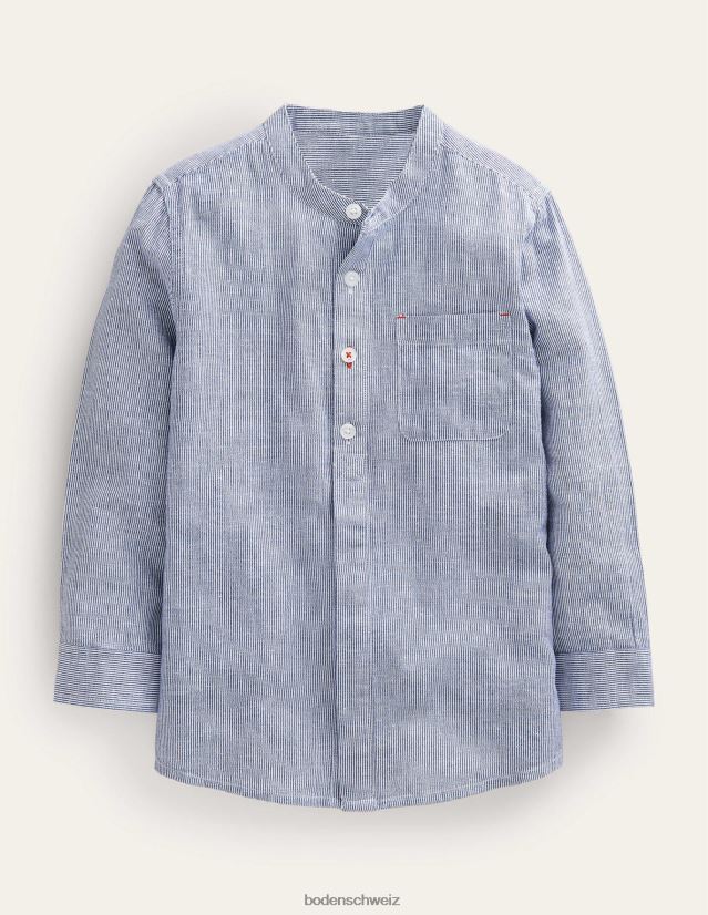Boden Mädchen Gemustertes Opa-Shirt VH86PT3254 Kleidung blaues Ticken