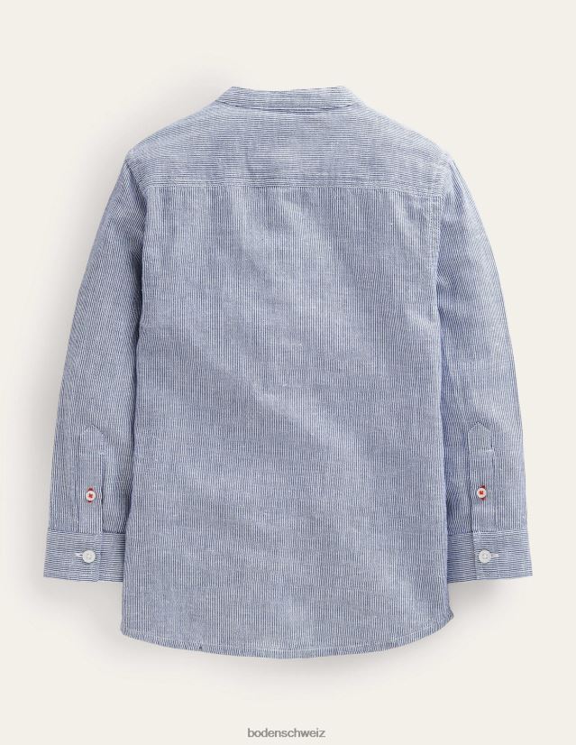 Boden Mädchen Gemustertes Opa-Shirt VH86PT3254 Kleidung blaues Ticken