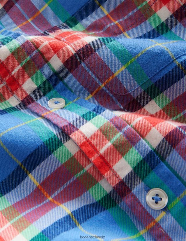 Boden Mädchen lässiges Twillhemd VH86PT3169 Kleidung blau/orange kariert