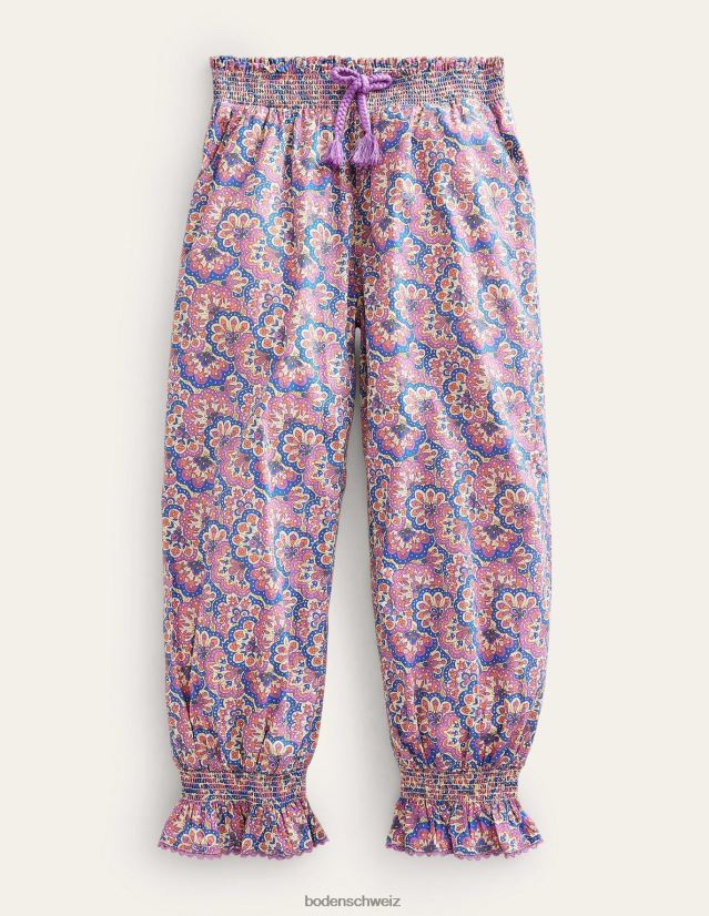 Boden Mädchen Bedruckte Hose mit Ballonbeinen VH86PT2679 Kleidung Lupine und Pfirsich-Paisley