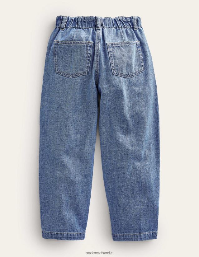 Boden Mädchen Bestickte Barrel-Leg-Jeans VH86PT2749 Kleidung Denim mit heller Waschung und Stickerei