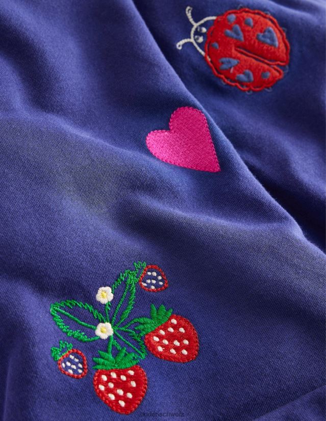 Boden Mädchen Hose mit weitem Bein und Stickereien VH86PT3136 Kleidung Steuerbordblau