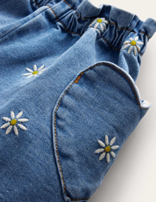 Boden Mädchen Hose zum Anziehen VH86PT3013 Kleidung Mitte Vintage besticktes Gänseblümchen