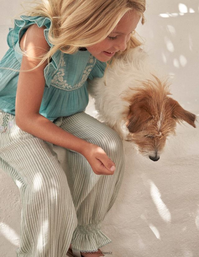 Boden Mädchen bestickte Ballonhose VH86PT3027 Kleidung grün gesticktes Inlett