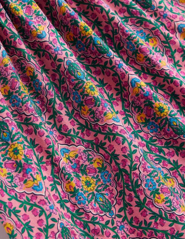 Boden Mädchen Bedrucktes Kleid mit Flatterärmeln VH86PT746 Kleidung Azaleen-Holzschnittrebe