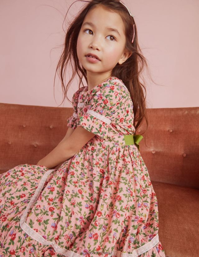Boden Mädchen Bedrucktes Partykleid mit Spitzenbesatz VH86PT2925 Kleidung weitläufiges Rosenrosa