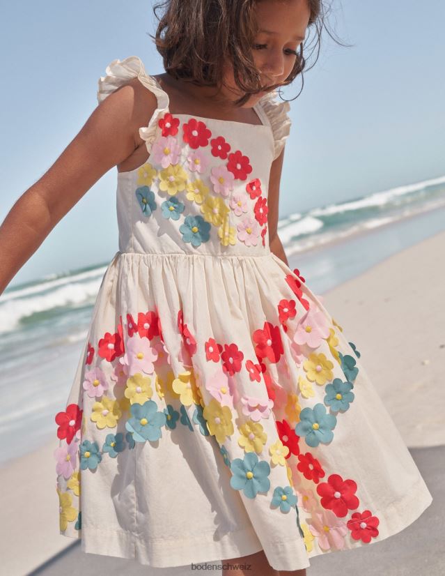 Boden Mädchen Flatterblumen-Regenbogenkleid VH86PT2775 Kleidung Vanilleschote