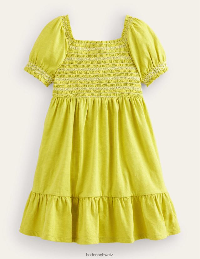 Boden Mädchen Gerafftes Festtagskleid VH86PT2952 Kleidung Stachelbeergelb