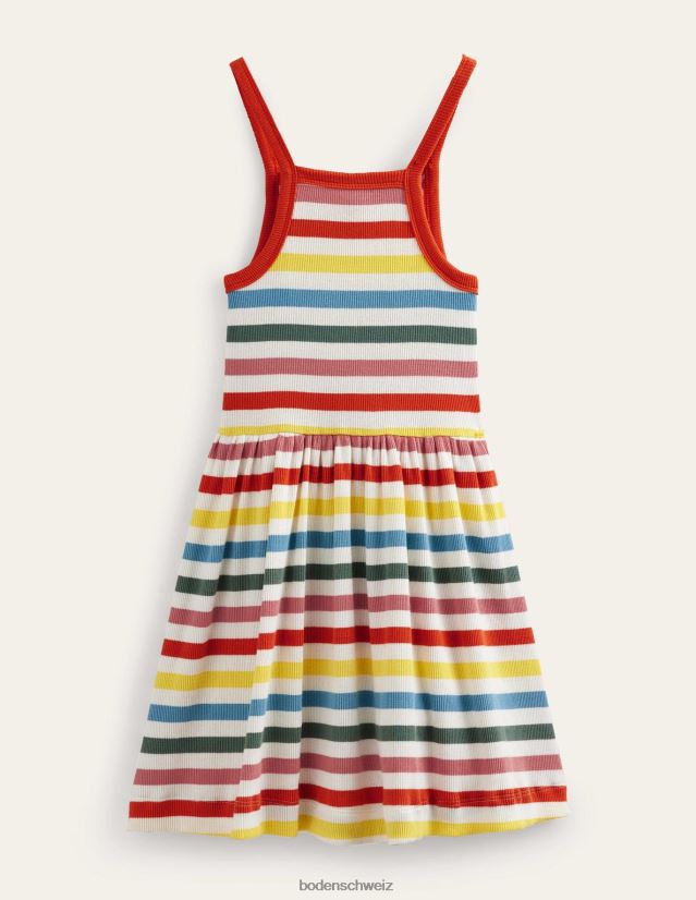 Boden Mädchen Geripptes Twirly-Kleid VH86PT3014 Kleidung Mehrstreifen
