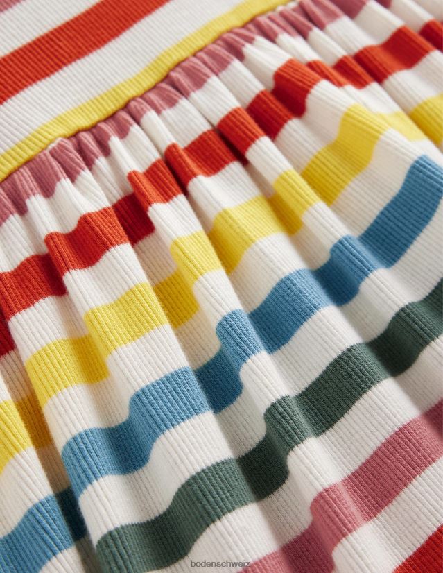 Boden Mädchen Geripptes Twirly-Kleid VH86PT3014 Kleidung Mehrstreifen