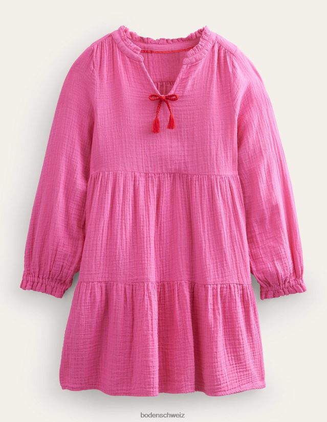 Boden Mädchen Gestuftes Kleid aus doppeltem Stoff VH86PT2791 Kleidung Festival-Rosa