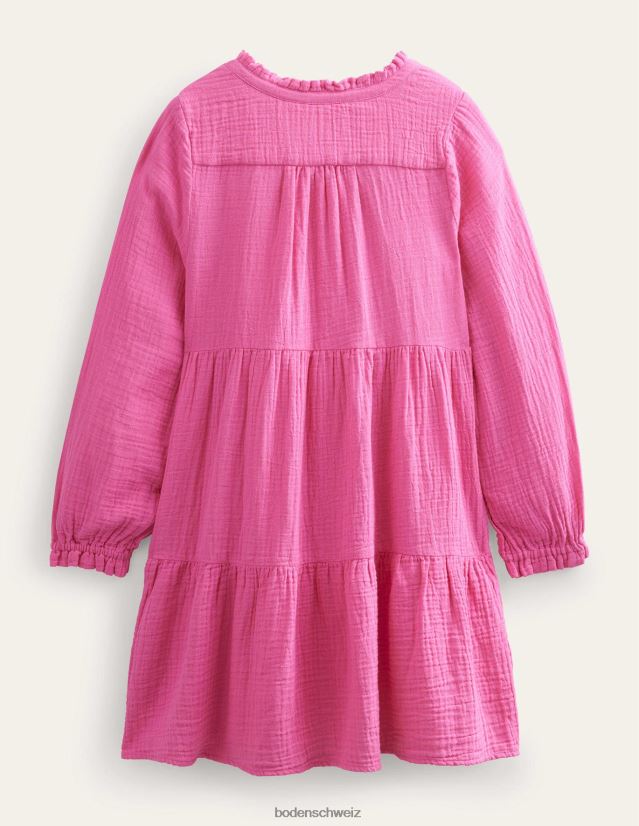 Boden Mädchen Gestuftes Kleid aus doppeltem Stoff VH86PT2791 Kleidung Festival-Rosa