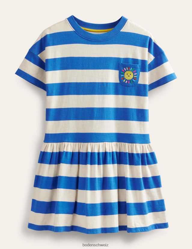 Boden Mädchen Grafisches, lässiges Jerseykleid VH86PT2824 Kleidung Cabanablau/Elfenbein