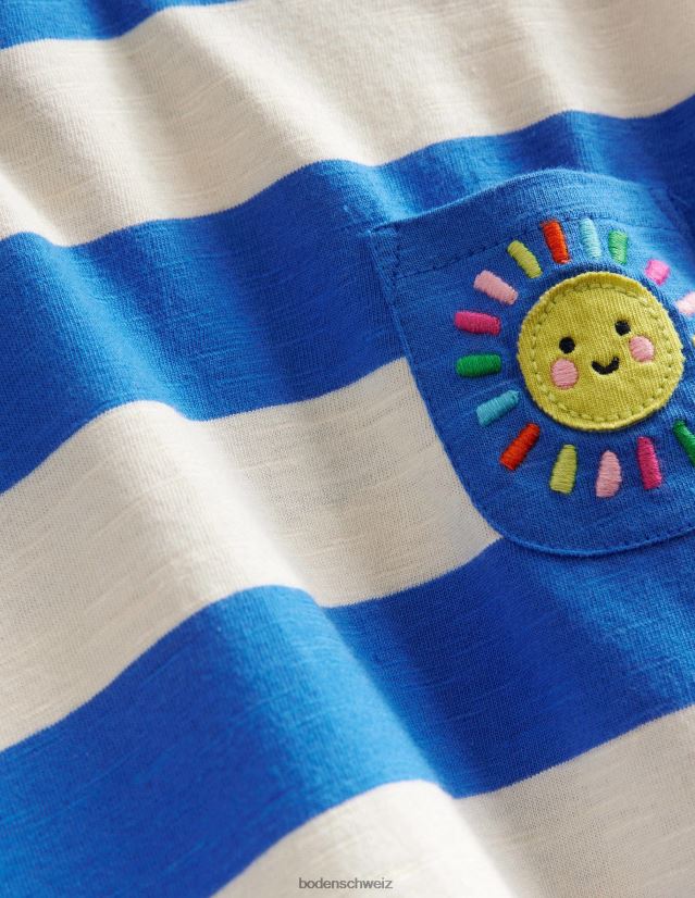 Boden Mädchen Grafisches, lässiges Jerseykleid VH86PT2824 Kleidung Cabanablau/Elfenbein