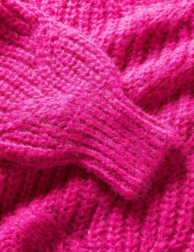 Boden Mädchen Grobes Kleid mit Rollkragen und Zopfmuster VH86PT2746 Kleidung grelles Pink