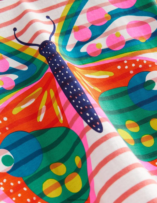 Boden Mädchen Jerseykleid mit bedrucktem Logo VH86PT2881 Kleidung Pfirsichpunsch rosa Schmetterling