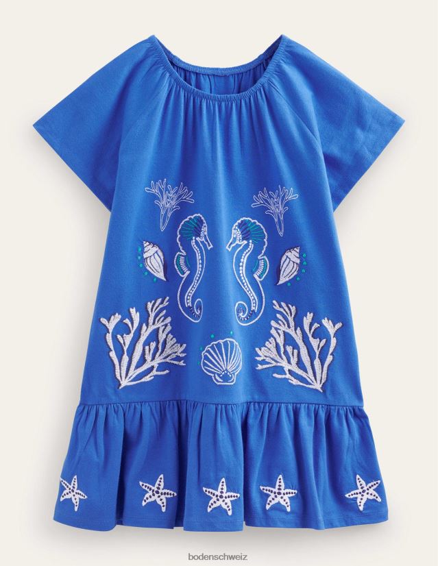 Boden Mädchen Jerseykleid mit entspannter Taille VH86PT2945 Kleidung Cabana-Blau