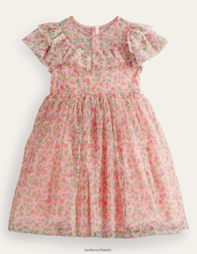 Boden Mädchen Kleid aus Tüll mit Rüschen VH86PT2827 Kleidung weitläufige Rose blumig