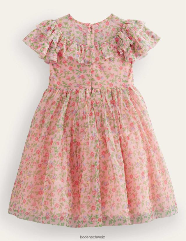 Boden Mädchen Kleid aus Tüll mit Rüschen VH86PT2827 Kleidung weitläufige Rose blumig