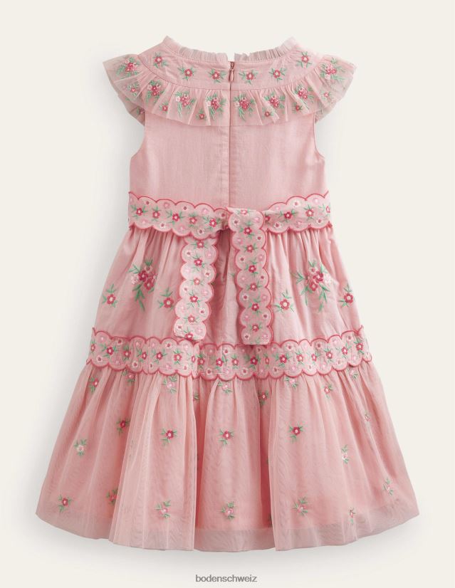 Boden Mädchen Kleid aus besticktem Tüll mit Blümchenmuster VH86PT2844 Kleidung Provence-Rosa