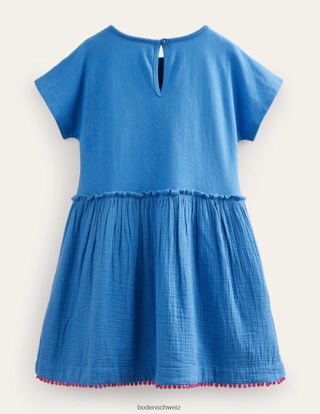 Boden Mädchen Kleid aus gewebtem Strukturmix VH86PT2842 Kleidung Elisabethanisches Blau