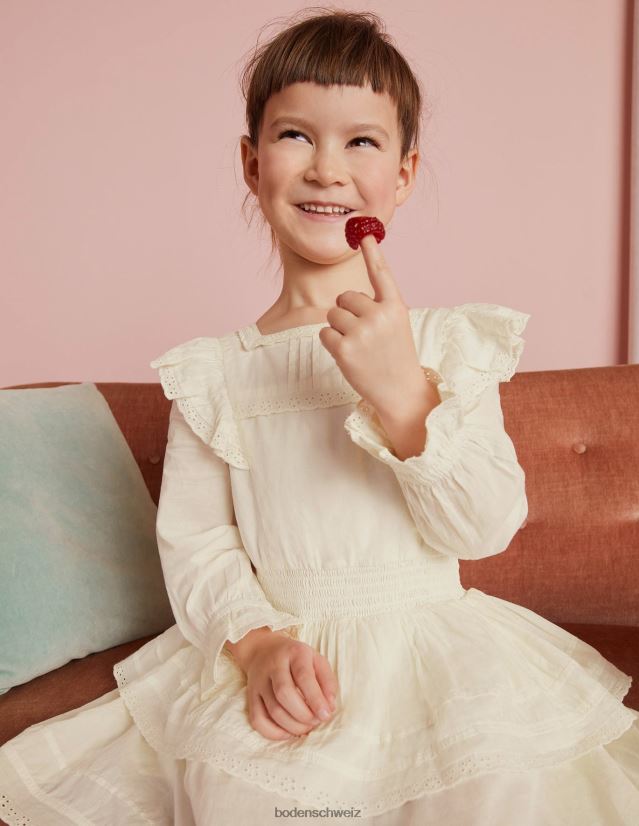 Boden Mädchen Kleid aus gewebter Spitze VH86PT2960 Kleidung Elfenbein