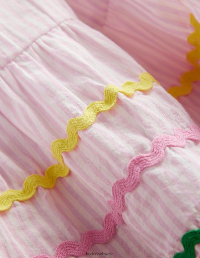Boden Mädchen Kleid mit bestickten Streifen VH86PT2950 Kleidung Cameo-Rosa