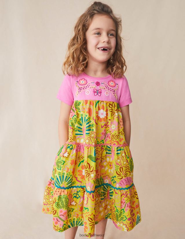 Boden Mädchen Maxi-Logo-Kleid VH86PT2905 Kleidung Stachelbeerblumentiere