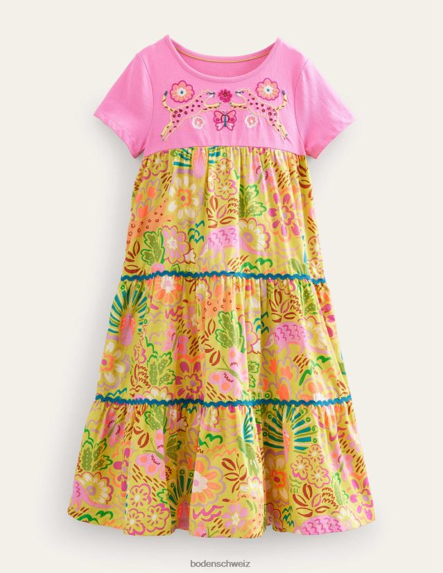 Boden Mädchen Maxi-Logo-Kleid VH86PT2905 Kleidung Stachelbeerblumentiere